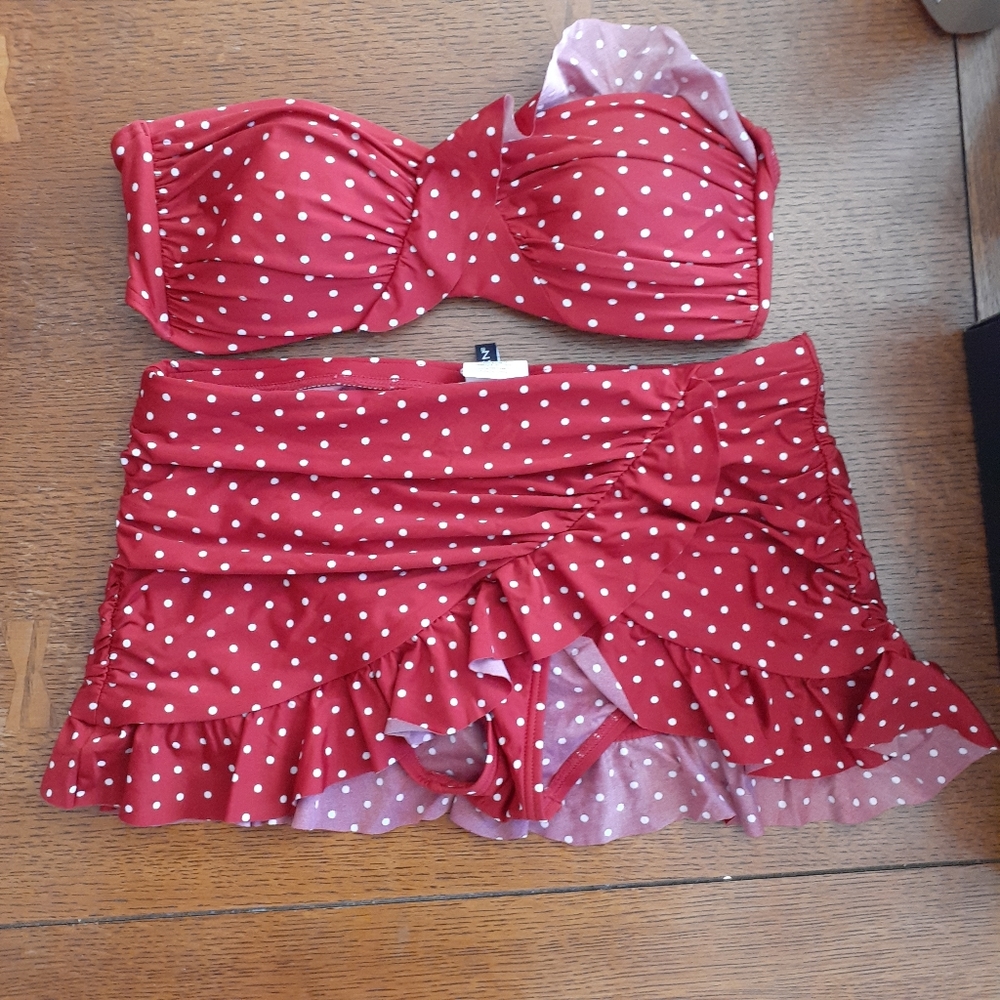 Red polka dot bikini